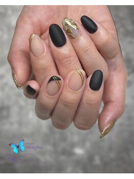 モルフォ 千駄ヶ谷(Morpho)/ワンポイントミラーネイル