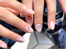 パープルフラワーネイル