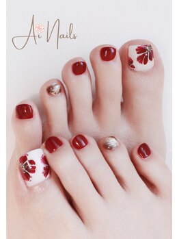 アイネイルズ(Ai nails)/フラワーフットネイル