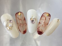 ラリュールネイル(L'Allure nail)/シンプルべっ甲ネイル￥8200
