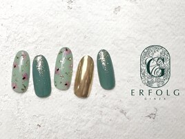 グリーン×押し花デザイン