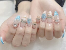 海外ガール人気3Dフラワーネイル