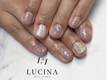 ネイルスタジオ ルキナ(LUCINA)/W-1　大人くすみピンクラメ