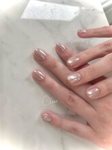 クリア(Clear)/パール×ベージュネイル