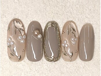 リノ ネイル(Rino nail)/11月新作 パール×ミラー 711e3