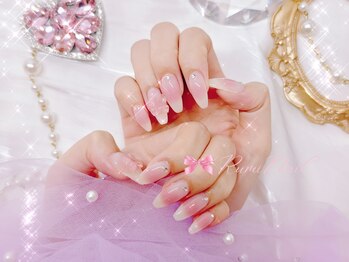 ワンホンネイル 新宿(Rumi Nail)/チークネイル/ピンク/リボン