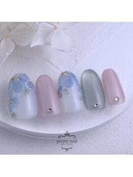 ピオニーネイル(peony nail)/4月新作　ネモフィラ