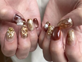 アイネイルズ 三宮店(I nails)/個性派ブラウンゴールド¥9500