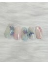 ニュアンスオーロラ紫陽花ネイル
