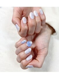 きらきらりぼんマーブルネイル