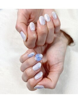 はあとねいる 宇都宮御幸ヶ原店/きらきらりぼんマーブルネイル