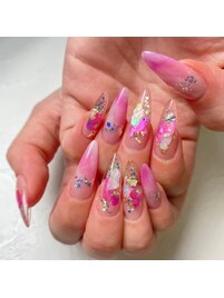 春マーブルネイル