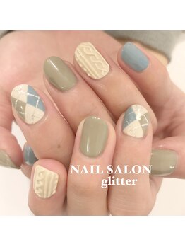 ネイルサロン グリッター(NAIL SALON glitter)/ニット&アーガイルネイル