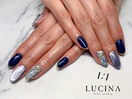 H-718ネイビーツイードネイル