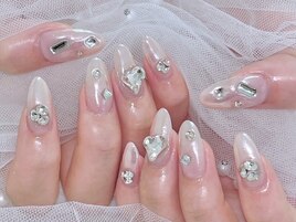 ミラーネイル 宝石ネイル