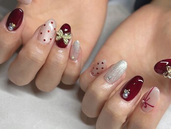 岩崎施術 リボン ホロネイル