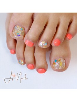 アイネイルズ(Ai nails)/クリアシェル&ネオンカラー
