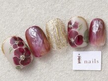 アイネイルズ 三宮店(I nails)/レトロ花柄ネイル￥9000