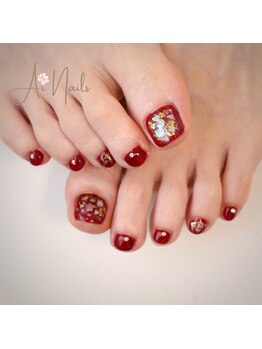 アイネイルズ(Ai nails)/大人なレッドネイル