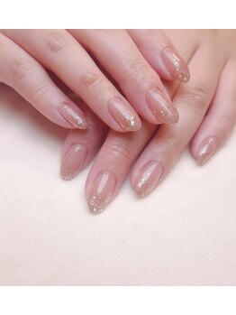 ピオニーネイル(peony nail)/ブラウン上品　ラメグラデ