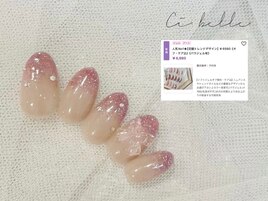リボンパーツネイル/桜色ネイル