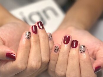 大人レオパードネイル/レッド/赤