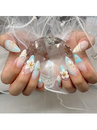 ３Dフラワー夏ネイル