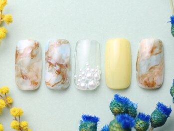 テンプテーション ネイル スタジオ(Temptation nail studio)/爽やかマーブルニュアンス