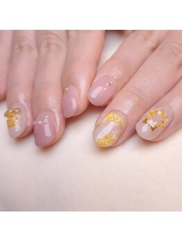 ピオニーネイル(peony nail)/ミモザ　押し花リング