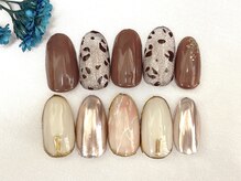 アンリーフ高田馬場店(an leaf)/アニマル柄/ミラー大理石ネイル