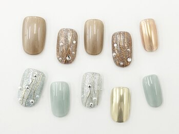 ネイルサロン クイール 小山店(NAIL SALON QUILL)/ワンカラー×フラッシュにミラー