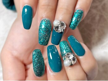 レディグリッター(Lady glitter)/ブルーグリーン×ビジュー