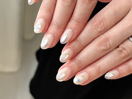 ガラスマグ×天然石風ネイル