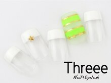 スリーネイルプラスアイラッシュ(Threee Nail+Eyelash)/ネオンボーダー×フレンチ
