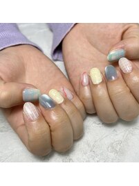 夏色チェックネイル