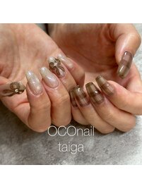 秋色チェックネイル