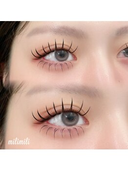 ミリミリ(milimili)の写真/柔らかな毛質のフラットラッシュは、自まつ毛が細い/少ない/短い方に◎目力UP効果のあるつけ放題も人気☆