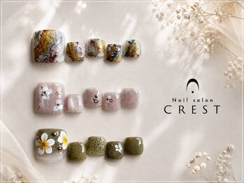 クレスト(CREST)の写真/【フットネイルはCREST☆】こだわりのある豊富なデザインで足元を華やかに♪日常を彩るフットネイル♪￥6250