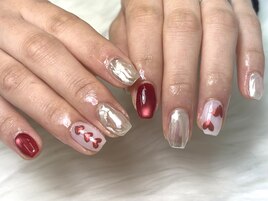 バレンタインハートネイル