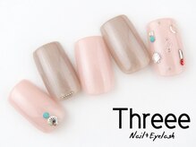 スリーネイルプラスアイラッシュ(Threee Nail+Eyelash)/シェルスタッズ×バイカラー