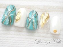 ラグジュアリー ネイルズ(Luxury Nails)/ターコイズブルー＊大理石Nail
