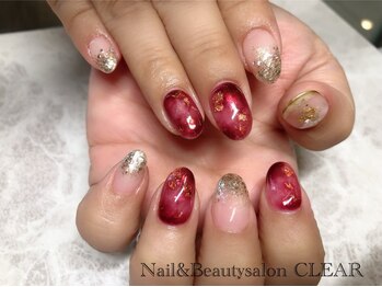 ネイルアンドビューティーサロン クリア(CLEAR)/ボルドーべっ甲ネイル