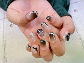 ネイル ビューティーマジック 葛西本店/ブラックグラデーションネイル