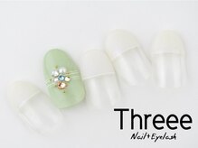 スリーネイルプラスアイラッシュ(Threee Nail+Eyelash)/マットフレンチ×ホワイトライン