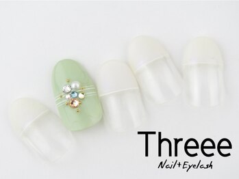 スリーネイルプラスアイラッシュ(Threee Nail+Eyelash)/マットフレンチ×ホワイトライン