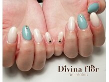 キイコネイル(kiiko.nail)/爽やかグリーン×ホワイトネイル
