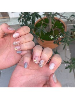 キッシュネイルズ(quiche nails)/オレンジ×アッシュグレー