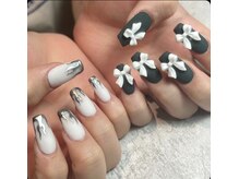 ブルー(Blue)/アシンメトリー／マットネイル