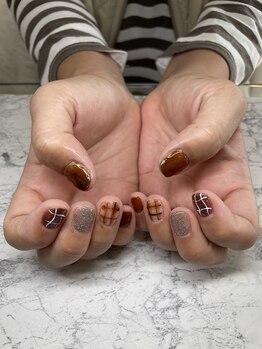 ジェイエフワイネイル(JFY nail)/【吉村】チェック×ニュアンス