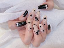 デコール 心斎橋(DECOR)/モノトーンリボンハートネイル